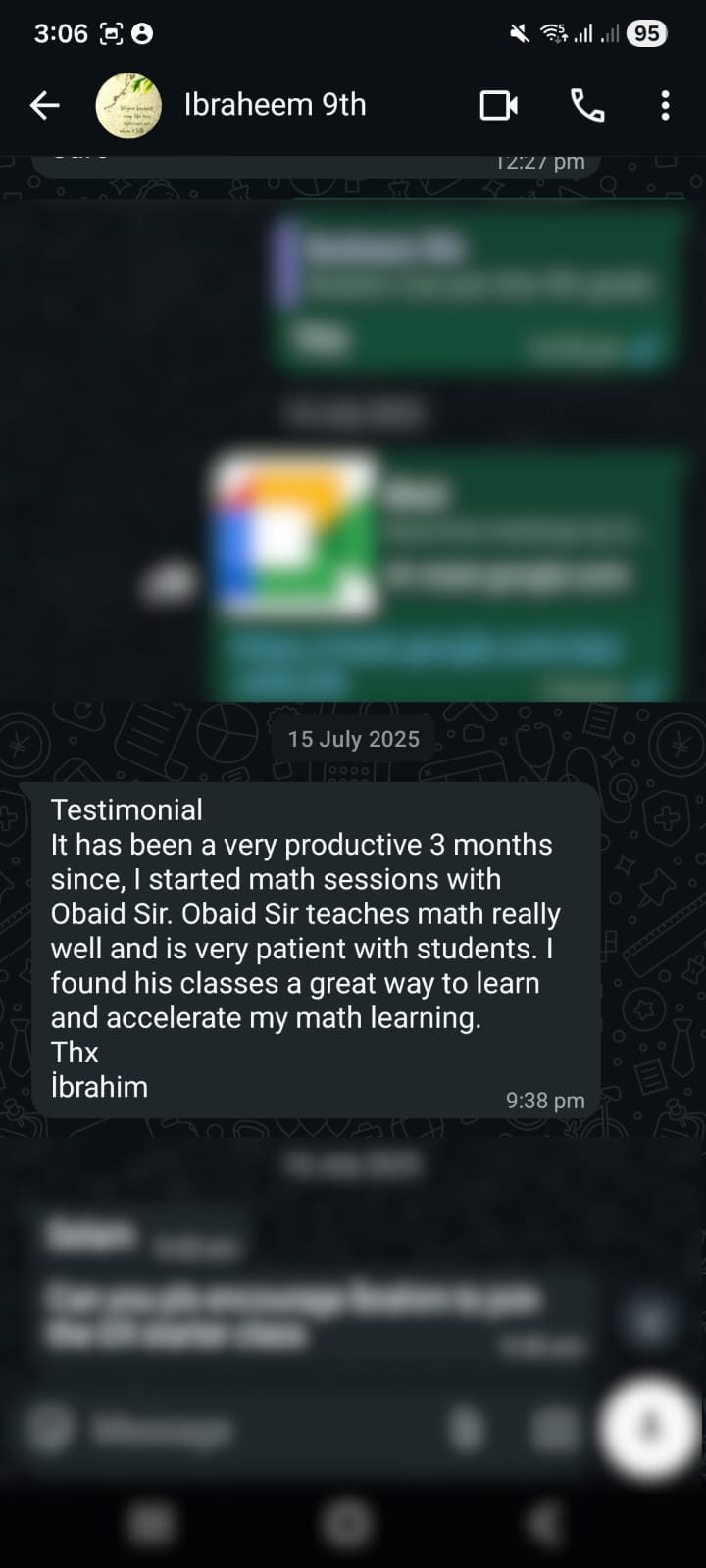Student WhatsApp Testimonial 2