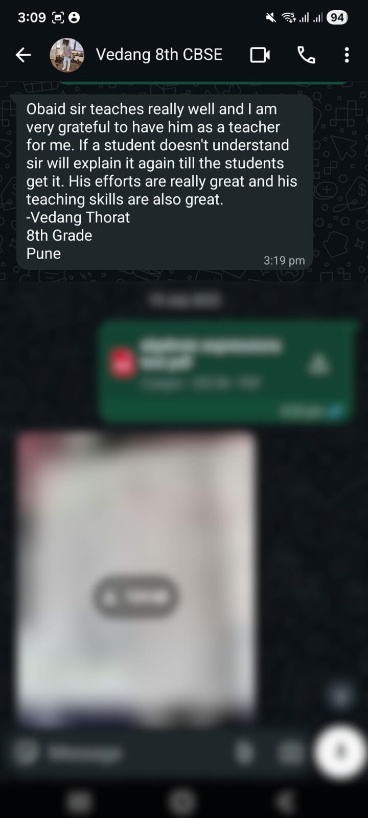 Student WhatsApp Testimonial 3